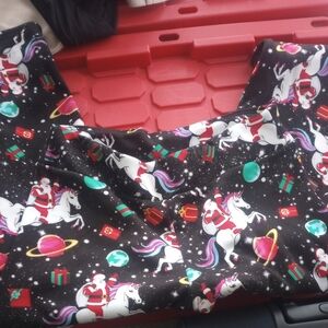 Unicorn And Santa Holiday Leggings Plus Size Women